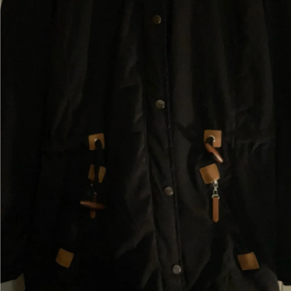Black Hooded Jacket with Tan Accents - Picture 3 of 8